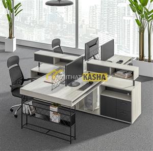 Bàn cụm 4 hiện đại liền tủ kệ BC98