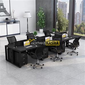 Bàn cụm 6 văn phòng màu đen BC212