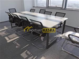 Bàn cụm chân chữ nhật phối line đen BC139