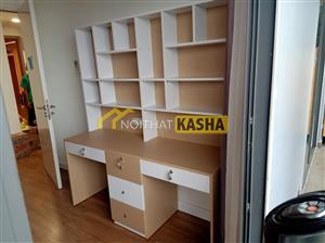 Bàn học đôi liền kệ sách BHS24