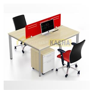 Bàn làm việc 2 chỗ ngồi chân Oval có vách ngăn BC04