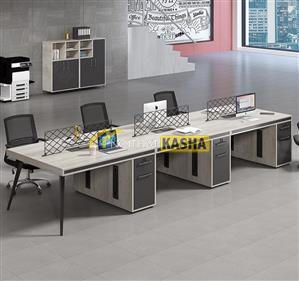 Bàn làm việc 6 người chân sắt trụ KSTL04