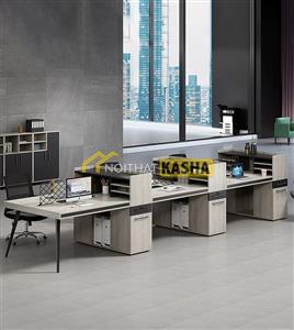 Bàn làm việc 6 người chân sắt trụ KSTL08