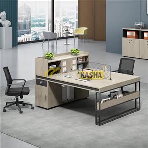 Bàn làm việc cụm 2 chân hộc tủ BC142