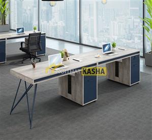 Bàn làm việc cụm 2 người chân sắt chéo KSLS02