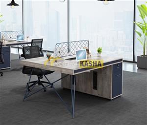 Bàn làm việc cụm 2 người chân sắt chéo KSLS04