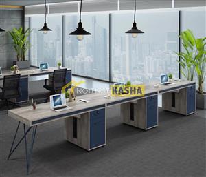 Bàn làm việc cụm 3 người chân sắt chéo KSLS03