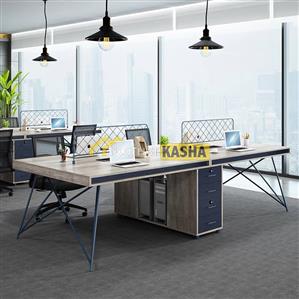 Bàn làm việc cụm 4 người chân sắt chéo KSLS05