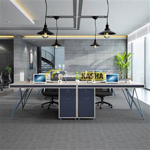 Bàn làm việc cụm 4 người chân sắt chéo KSLS06