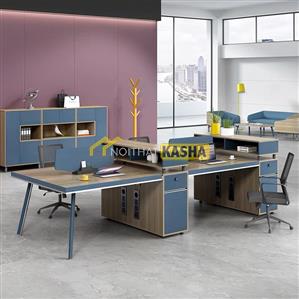 Bàn làm việc cụm 4 người chân sắt đơn giản KSĐG05