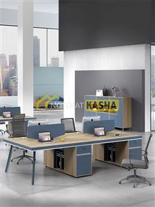 Bàn làm việc cụm 4 người chân sắt đơn giản KSĐG06