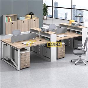 Bàn làm việc cụm 4 người chân sắt hiện đại KSHĐ13