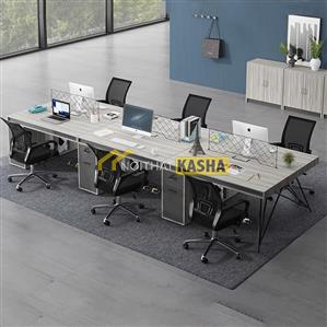 Bàn làm việc cụm 6 chân sắt chéo mới BC79
