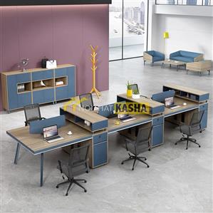 Bàn làm việc cụm 6 người chân sắt đơn giản KSĐG07