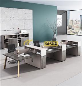 Bàn làm việc cụm 6 người chân sắt đơn giản KSĐG15