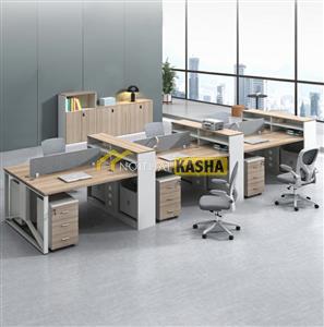 Bàn làm việc cụm 6 người chân sắt hiện đại KSHĐ14