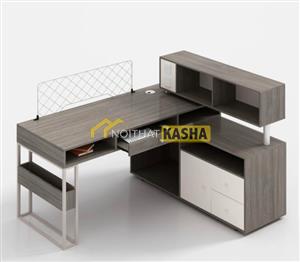 Bàn làm việc đơn chân sắt liền kệ BLV352