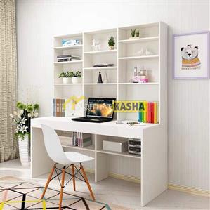 Bàn liền kệ sách màu trắng BHS07