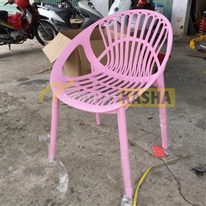Ghế cafe lưng tròn nhựa màu hồng GF58