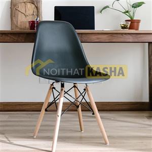 Ghế nhựa chân gỗ kiềng sắt màu đen GF04