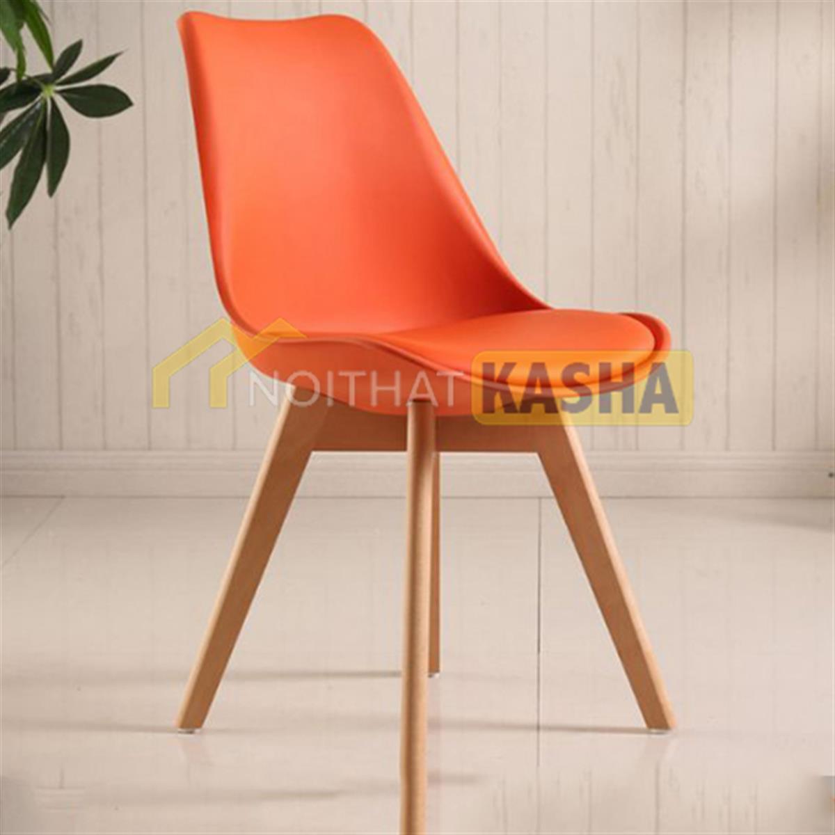 Ghế nhựa chân gỗ màu cam GF03