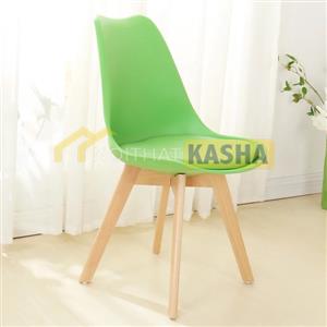 Ghế nhựa chân gỗ màu xanh lá GF05