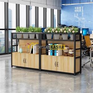 Kệ văn phòng chậu cây gỗ khung sắt TT157