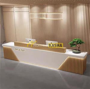 Quầy lễ tân kết hợp lam gỗ QLT131