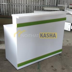 Quầy lễ tân nhỏ gọn viền chỉ xanh QLT14