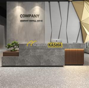 Quầy lễ tân vân giả đá đen kết hợp lam gỗ QLT129